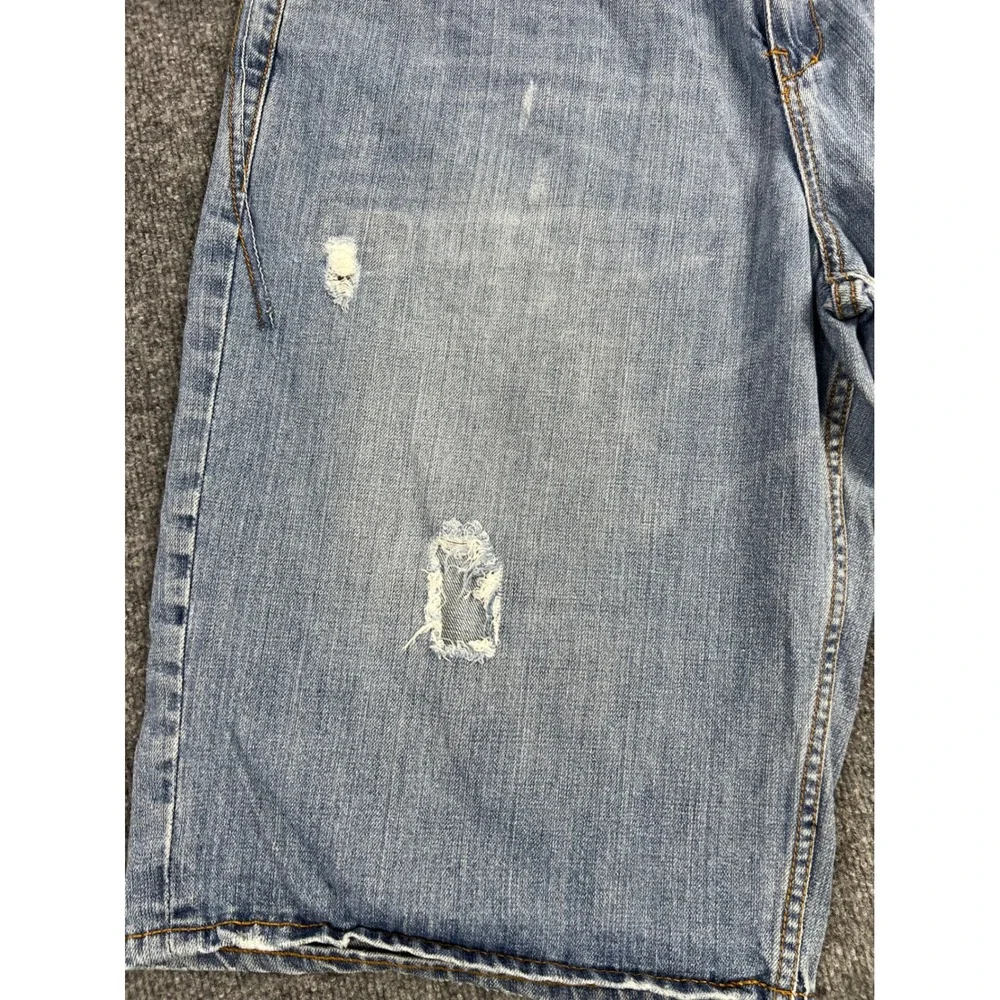 Rocawear Baggy Denim Shorts Light Wash Distressed Y2K Hip Hop Mens 34W Jorts